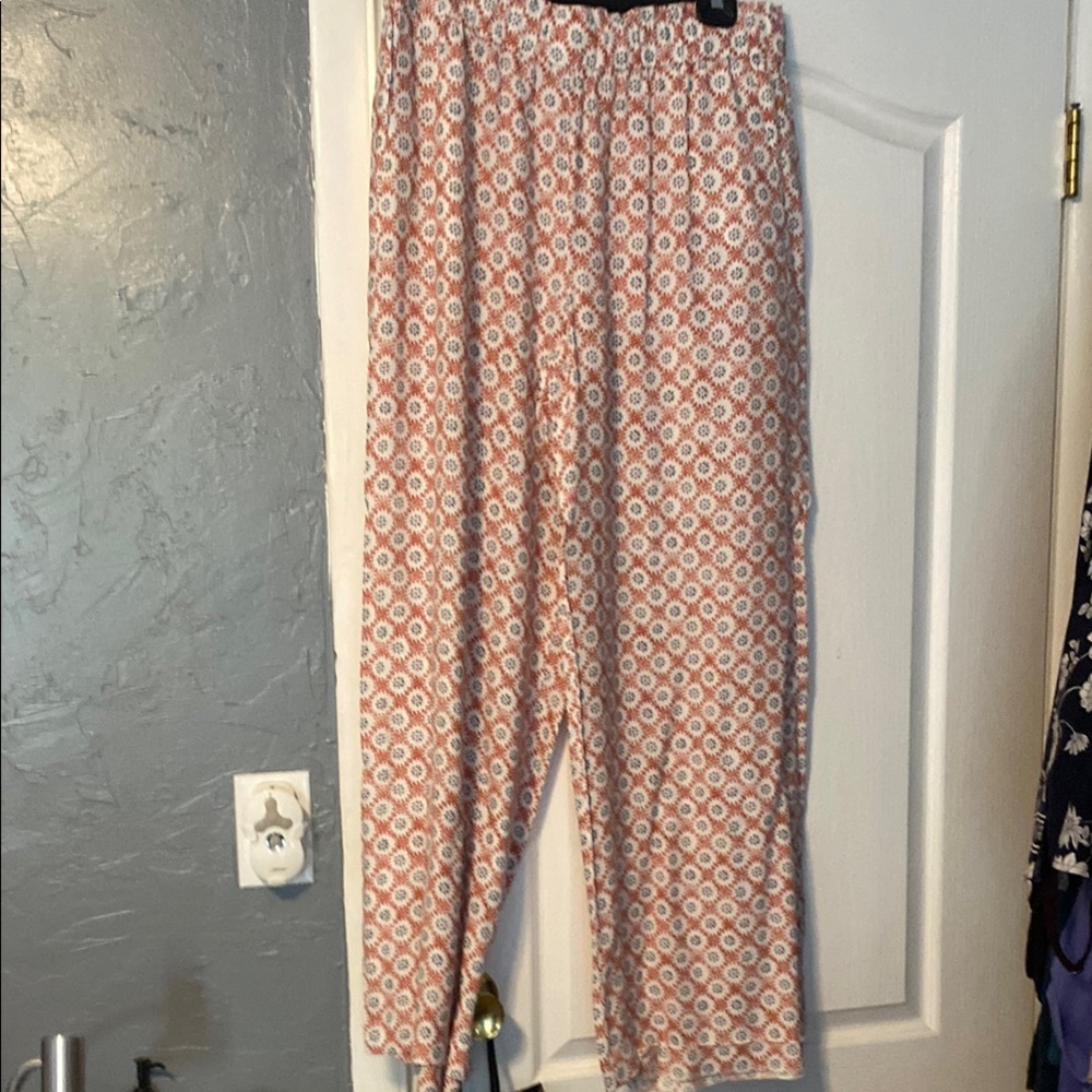 Ann Taylor Wide Leg Pants in Pink and White